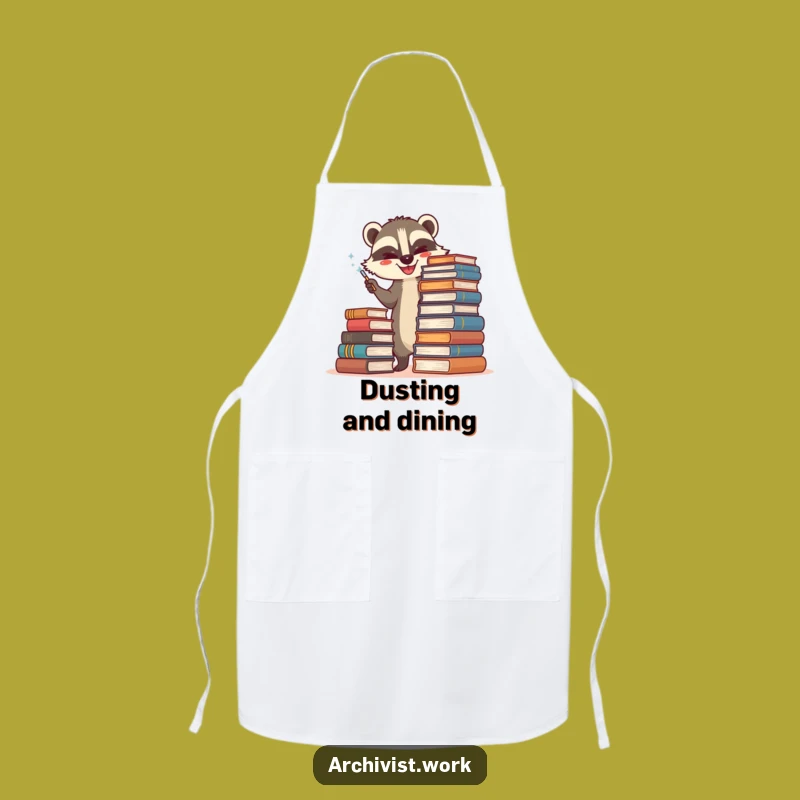 Funny Badger Archivist Apron: Happy Book Duster, Perfect Kitchen Literary Gift