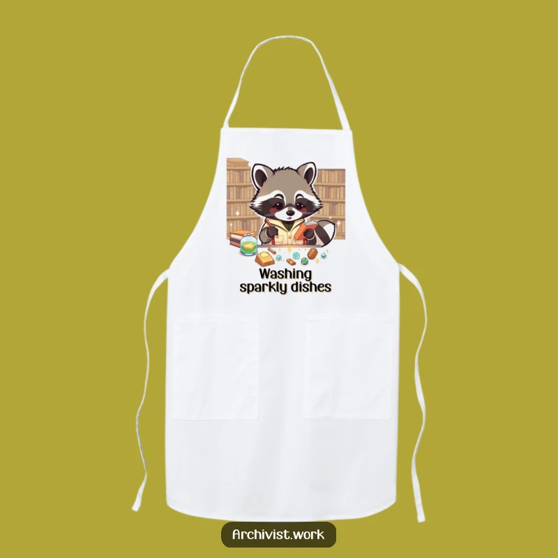 Funny Raccoon Archivist Apron: Sparkly Finds Organizer, Perfect Kitchen Treasure Gift