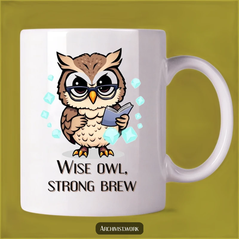 Funny Owl Archivist Mug: Smart Data Organizer, Perfect Gift for Tech & Book Lovers
