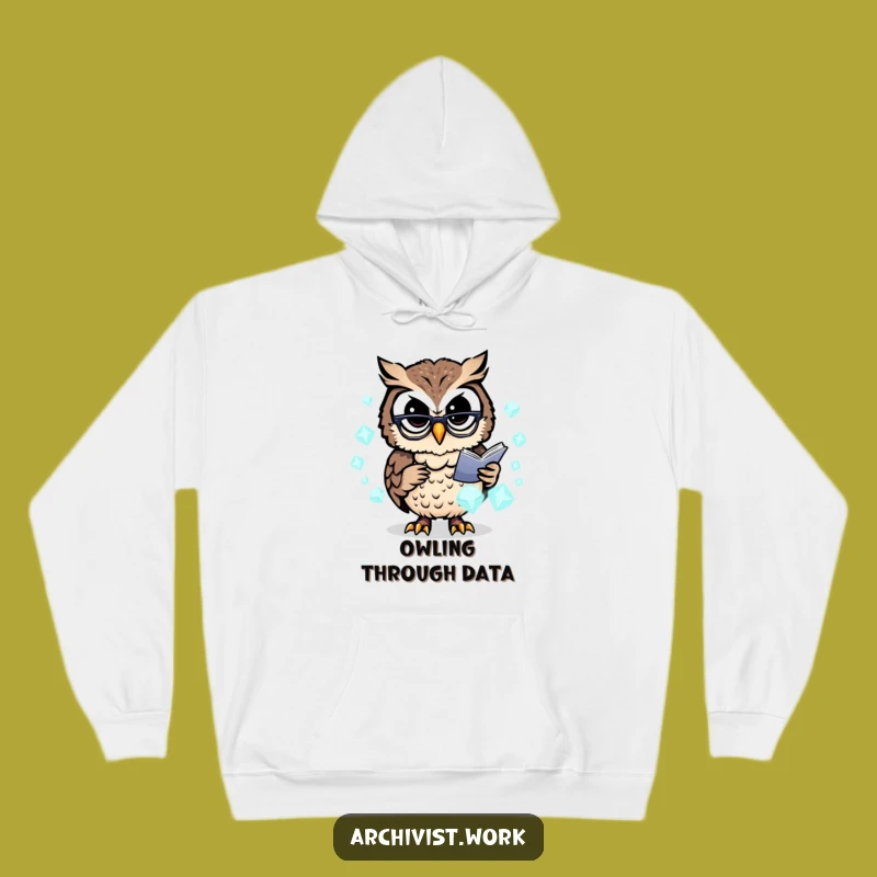 Funny Owl Archivist Hoodie: Cozy Data Crystal Organizer, Perfect Warm Gift