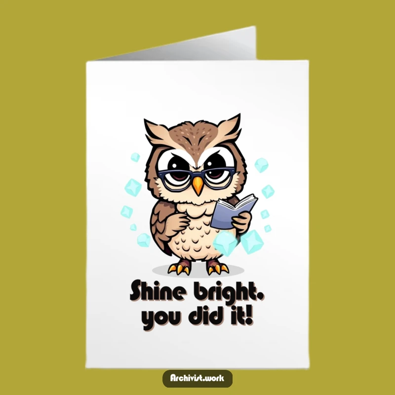 Free Printable Congrats Card: Owl Archivist Earns Wings Funny Downloadable