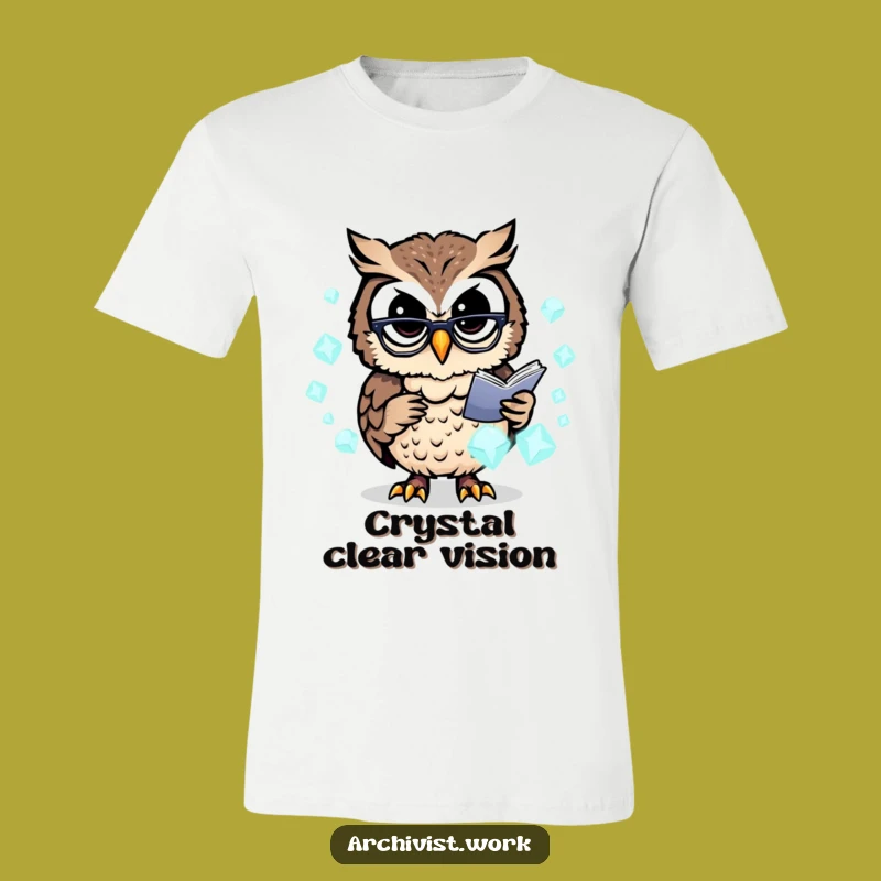 Funny Owl Archivist T-Shirt: Glowing Data Design, Great for Smarty Pants